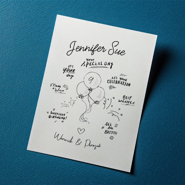 Cartão de Aniversário do Balão Moderno de Nomes Pe (Criador carregado)