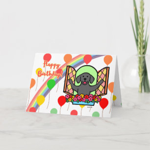 Cartão de Aniversário do Balão Negro Labrador (jan