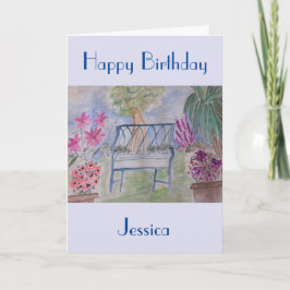 Cartão de Aniversário do Banco do Jardim de Verão