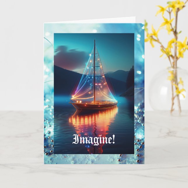 Cartão de Aniversário do Barquinho de Vidro (Flor Amarela)