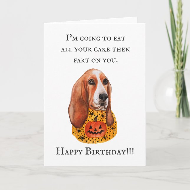 Cartão de Aniversário do Basset Hound (Frente)