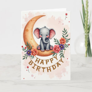 Cartão de Aniversário do Bebê Lua Doce