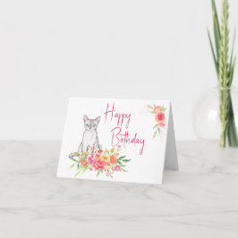 Cartão de Aniversário do Buquê de Flor Rosa do Gat