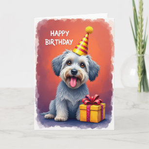 Cartão de Aniversário do Cachorrinho com Chapéu Li