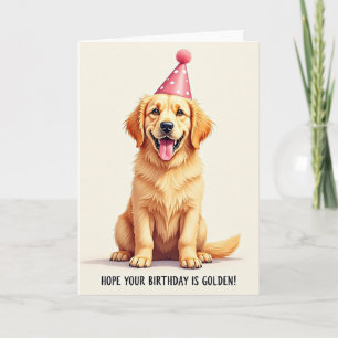 Cartão de Aniversário do Cachorrinho Dourado