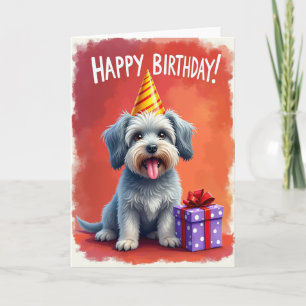 Cartão de Aniversário do Cachorrinho Fofinho Alegr