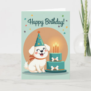 Cartão de Aniversário do Cachorrinho Piscando