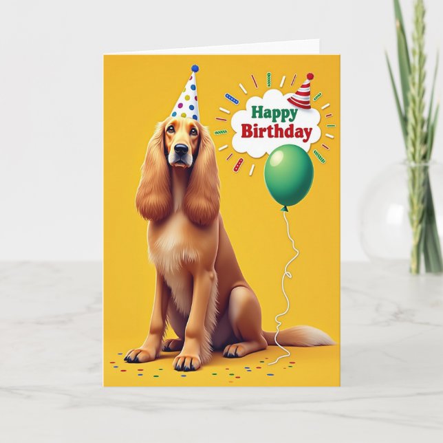 Cartão de Aniversário do Cachorro de Bolinhas (Frente)