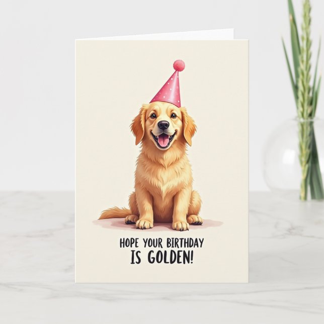 Cartão de Aniversário do Cão Dourado (Frente)