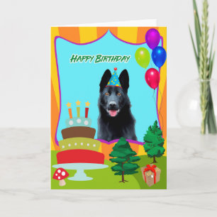 Cartão de Aniversário do Cão German shepherd Negro