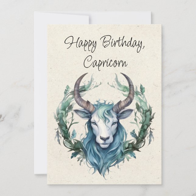 Cartão de Aniversário do Capricorn Goat Zodiac Wat (Frente)