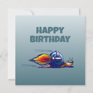 Cartão de Aniversário do Caracol Foguete Plano