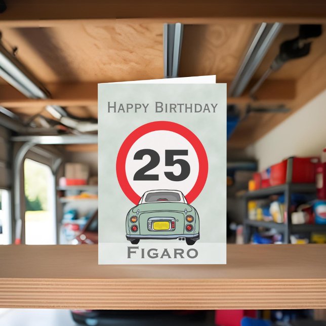 Cartão de Aniversário do Carro Emerald Green Figar (Happy birthday to your car! (or send it to your figaro loving friends))