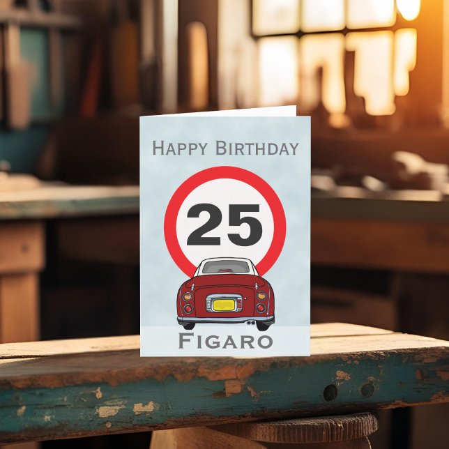 Cartão de Aniversário do Carro Figaro Vermelho (Happy birthday to your car! (or send it to your figaro loving friends))