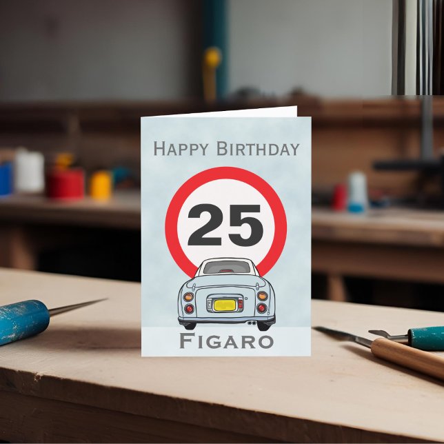 Cartão de Aniversário do Carro Pale Aqua Figaro (Happy birthday to your car! (or send it to your figaro loving friends))