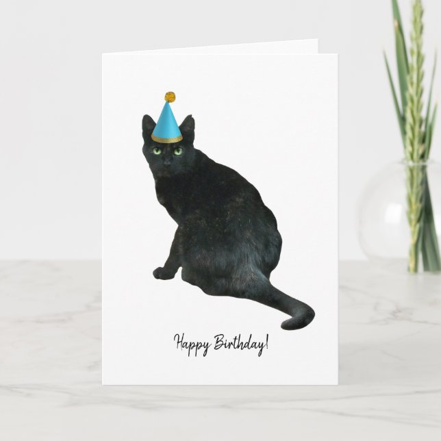 Cartão de Aniversário do Cat Party Hat (Frente)