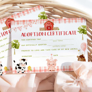 Cartão de aniversário do certificado de adoção de