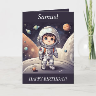 Cartão de Aniversário do Chibi Boy Astronaut Exter
