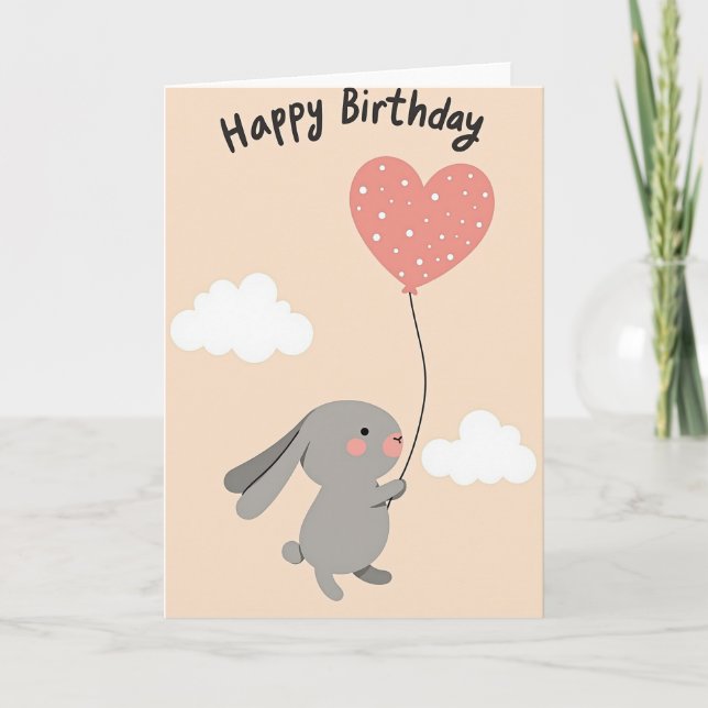 Cartão de Aniversário do Coelho Doce (Frente)
