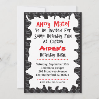 Cartão de Aniversário do Crânio Pirata