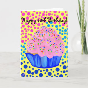 Cartão de aniversário do cupcake do doce dezesse