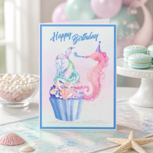 Cartão de Aniversário do Cupcake Mermaid Tail