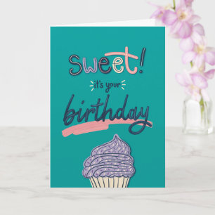 Cartão de Aniversário do Cupcake Moderno Colorido