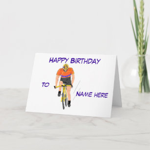 Cartão de aniversário do Cyclist Racing. Adicionar