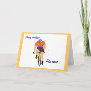 Cartão de aniversário do Cyclist Racing. Alterar n