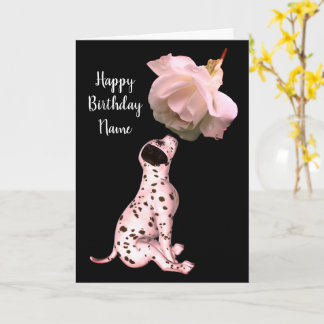 Cartão De Aniversário Do Dalmatian Puppy E Do Rosa