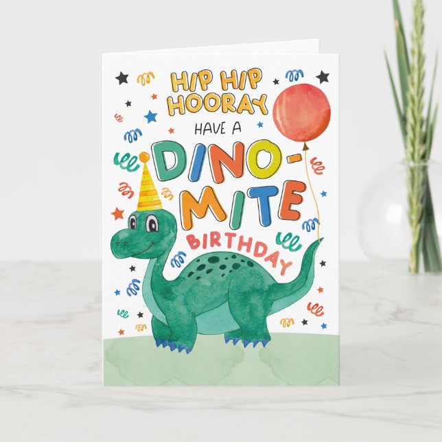 Cartão de Aniversário do Dinossaur | Cartão Dinoss (Frente)