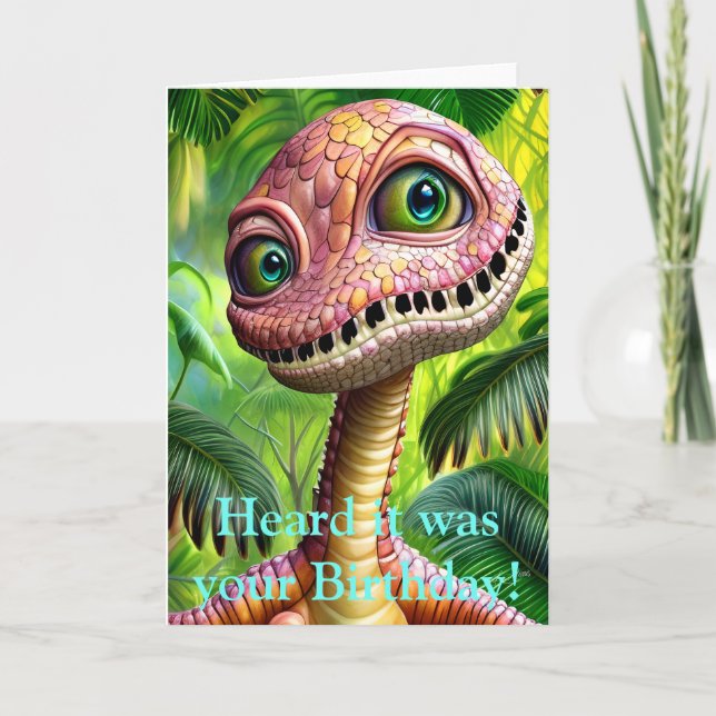 Cartão de Aniversário do Dinossaur Engraçado Editá (Frente)