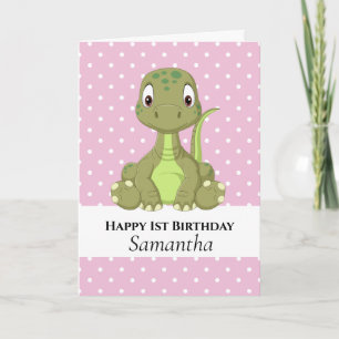 Cartão de Aniversário do Dinossaur T Rex Rosa