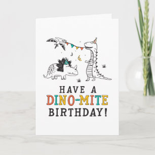 Cartão de Aniversário do Dinossauro Dino-mite
