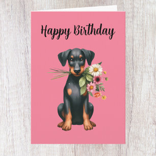 Cartão de Aniversário do Doberman Cute