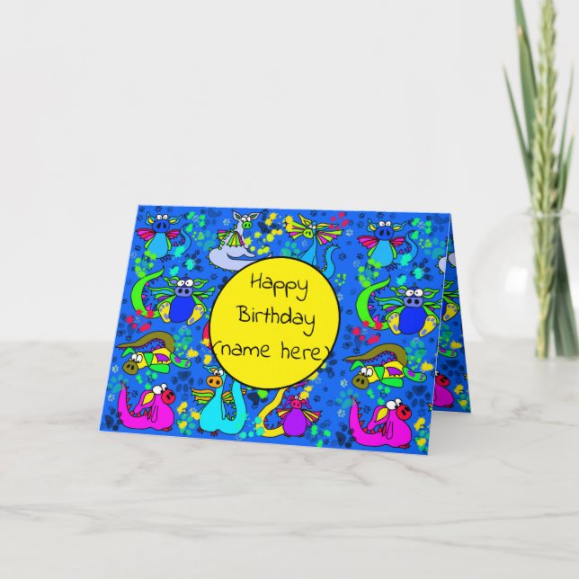 Cartão de aniversário do Dragão Personalizado (Frente)
