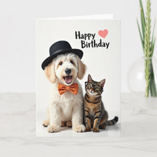 Cartão de Aniversário do Duo de Animais Alegres