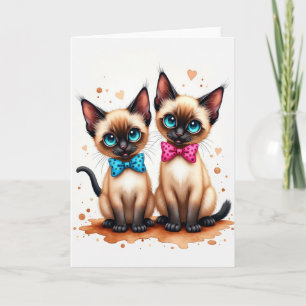 Cartão de Aniversário do Duo de Gatos Alegres