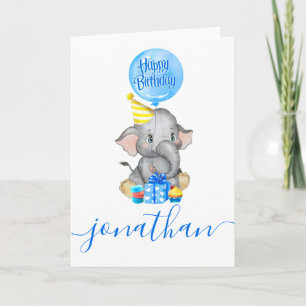cartão de aniversário do elefante