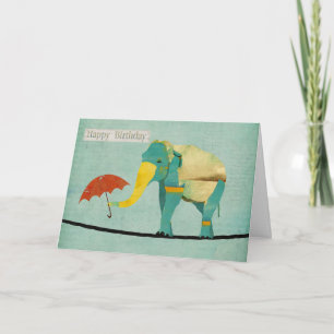 Cartão de Aniversário do Elefante Graceful ouro