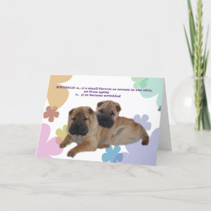Cartão de aniversário do enrugamento de Shar Pei