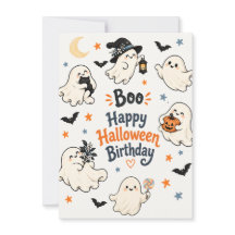 Cartão de Aniversário do Fantasma Boo Fofo de Hall