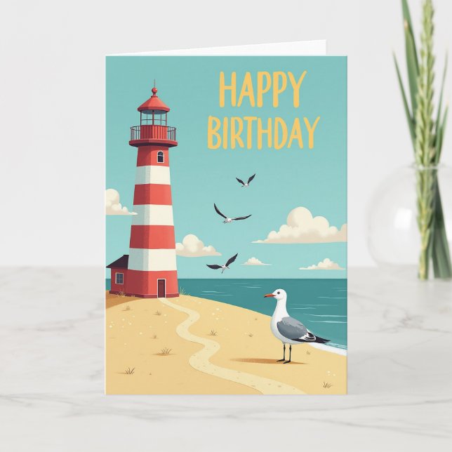 Cartão de Aniversário do Farol Costeiro (Frente)