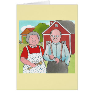 Cartão de aniversário do fazendeiro e da esposa