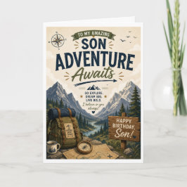 Cartão de Aniversário do Filho Aventura Espera