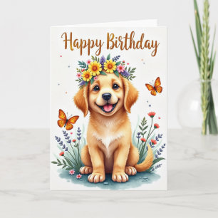 Cartão de Aniversário do Filhote Floral