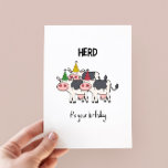 Cartão de Aniversário do Funny Cow Herd Pun<br><div class="desc">É seu aniversário - engraçado cartão de aniversário de trocadilhos com uma ilustração minimalista de um rebanho de vacas com chapéus de partido</div>