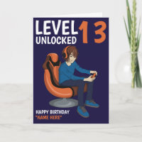 Cartão de Aniversário do Gamer Boy do Nível Desblo