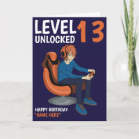 Cartão de Aniversário do Gamer Boy do Nível Desblo