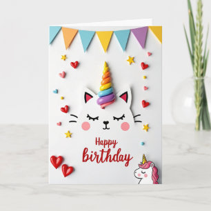 Cartão de Aniversário do Gatinho Arco-Íris Caprich